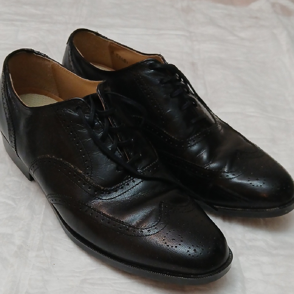 Stacy Adams Leather Wingtip Shoes, Black, 9.5M